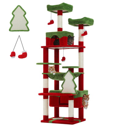 Large Cat Tree and Tower for Indoor Cats With Sisal - Covered Scratching Posts Spacious Hammock Padded Perches and Condos Cat Toys - PAWSTHENTICS