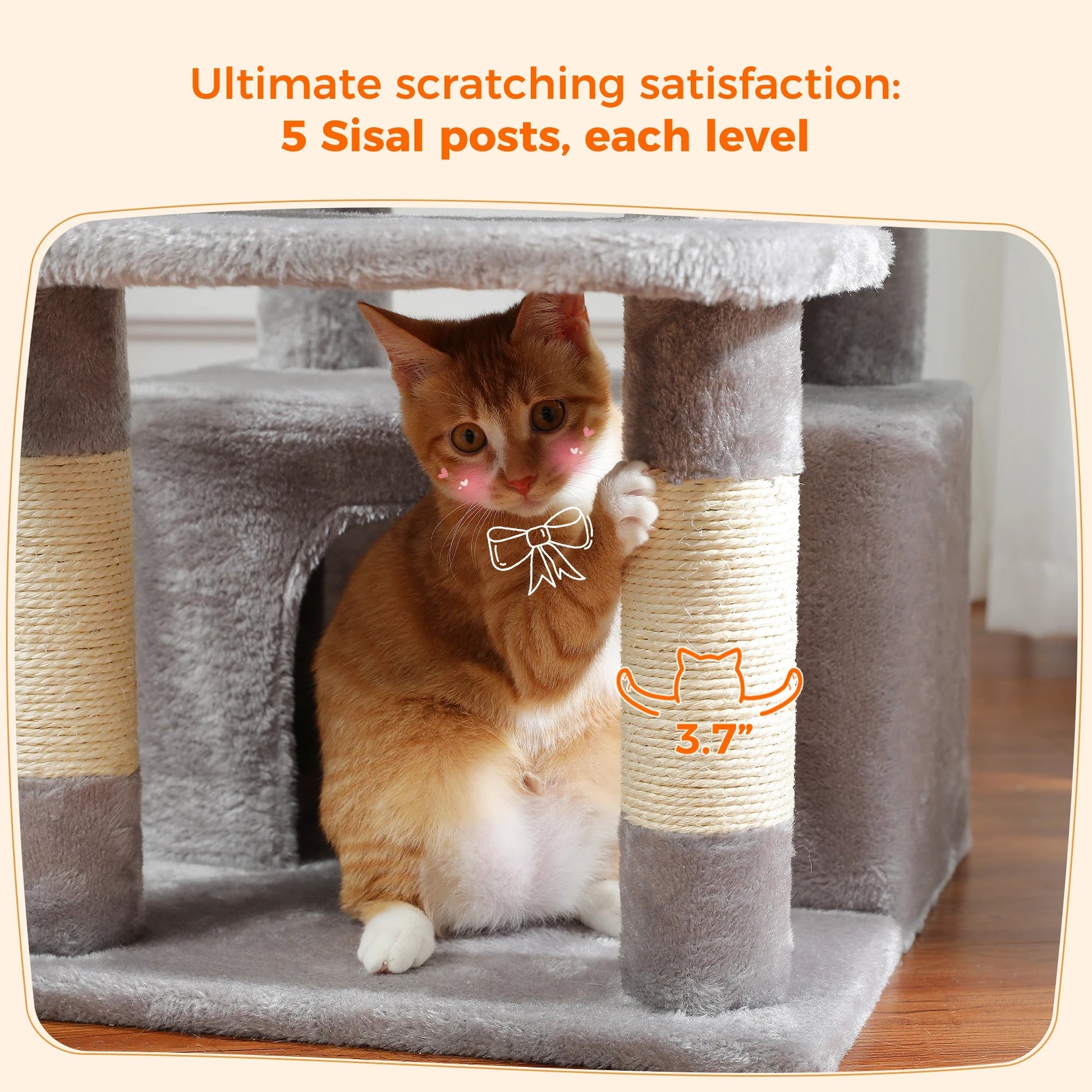 Large Cat Tree and Tower for Indoor Cats With Sisal - Covered Scratching Posts Spacious Hammock Padded Perches and Condos Cat Toys - PAWSTHENTICS