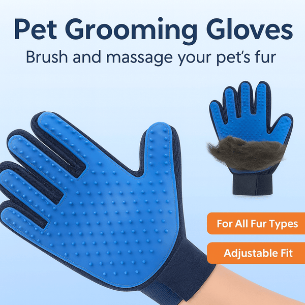 Pet Grooming Gloves Dog Brush Mitt Deshedding Hair Removal Massage Horse Pair - PAWSTHENTICS