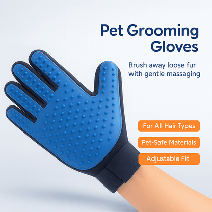 Pet Grooming Gloves Dog Brush Mitt Deshedding Hair Removal Massage Horse Pair - PAWSTHENTICS