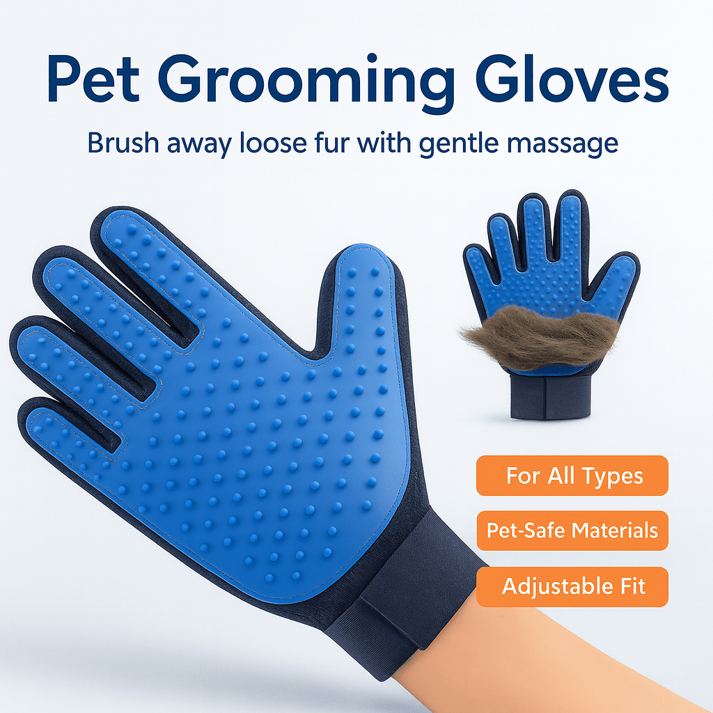 Pet Grooming Gloves Dog Brush Mitt Deshedding Hair Removal Massage Horse Pair - PAWSTHENTICS