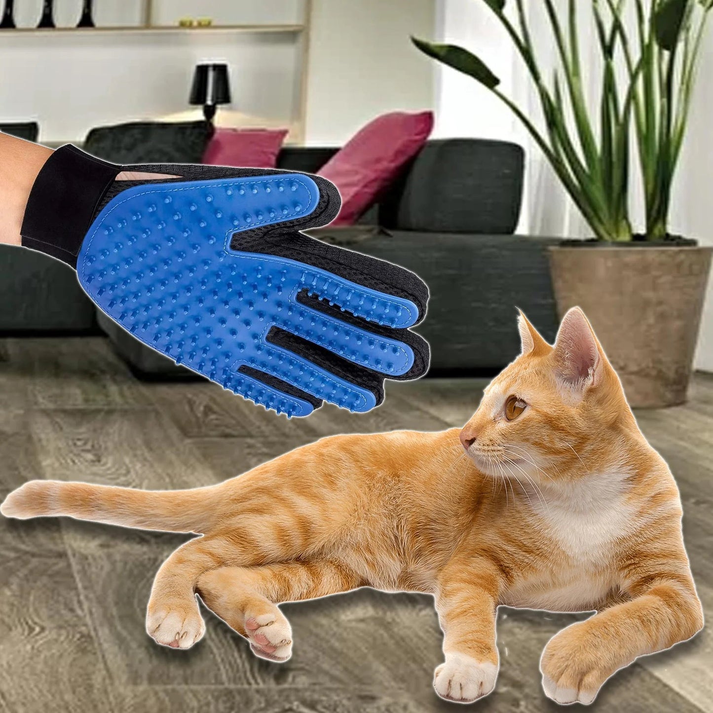 Pet Grooming Gloves Dog Brush Mitt Deshedding Hair Removal Massage Horse Pair - PAWSTHENTICS