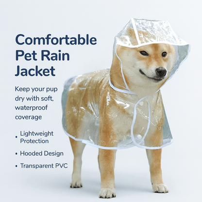 Pet Transparent Rainwear Raincoat Pet Hooded Waterproof Jacket - PAWSTHENTICS