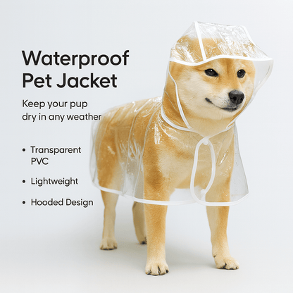 Pet Transparent Rainwear Raincoat Pet Hooded Waterproof Jacket - PAWSTHENTICS