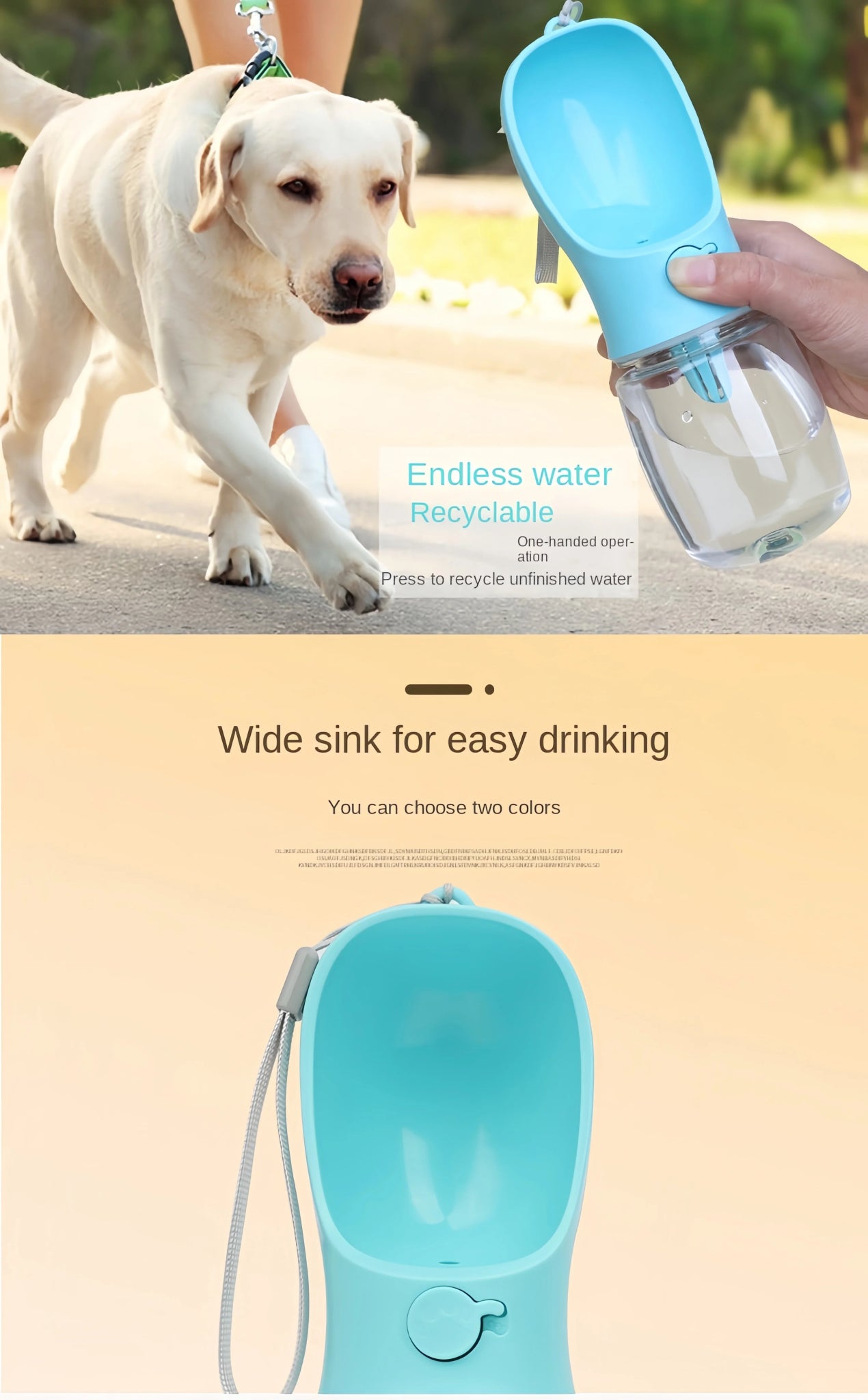 Portable Dog/Cat Water Bottle with Food Storage - Ideal for Outdoor Travel - PAWSTHENTICS