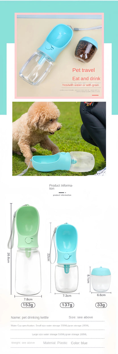 Portable Dog/Cat Water Bottle with Food Storage - Ideal for Outdoor Travel - PAWSTHENTICS