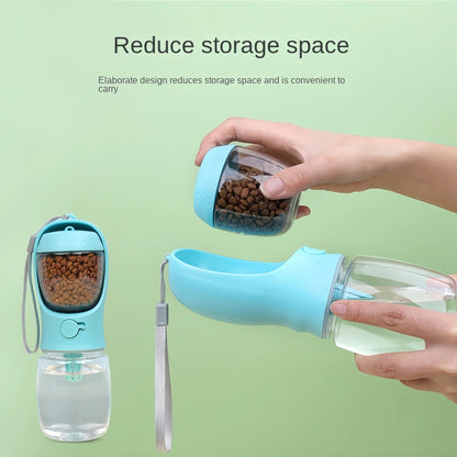 Portable Dog/Cat Water Bottle with Food Storage - Ideal for Outdoor Travel - PAWSTHENTICS