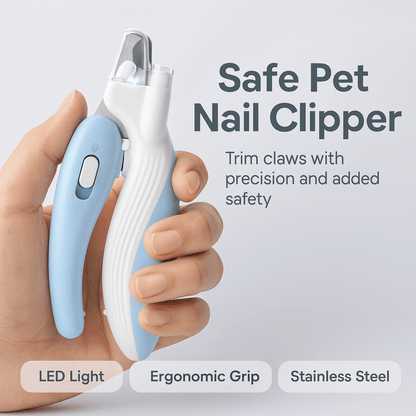 Safe Pet Nail Clippers with LED Light,Professional Claw Grooming Scissors Trimmer for Dogs Cats Rabbits,Stainless Steel Portable - PAWSTHENTICS