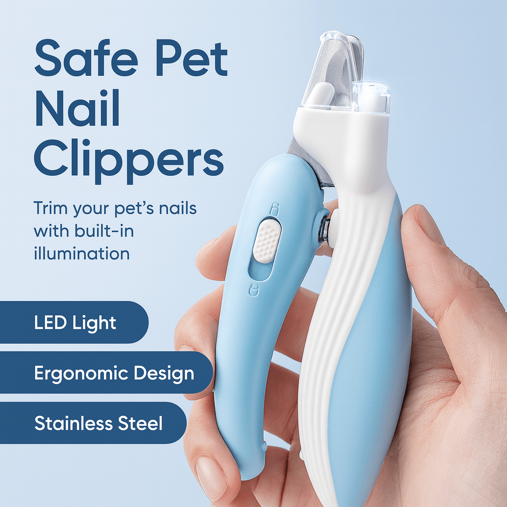 Safe Pet Nail Clippers with LED Light,Professional Claw Grooming Scissors Trimmer for Dogs Cats Rabbits,Stainless Steel Portable - PAWSTHENTICS
