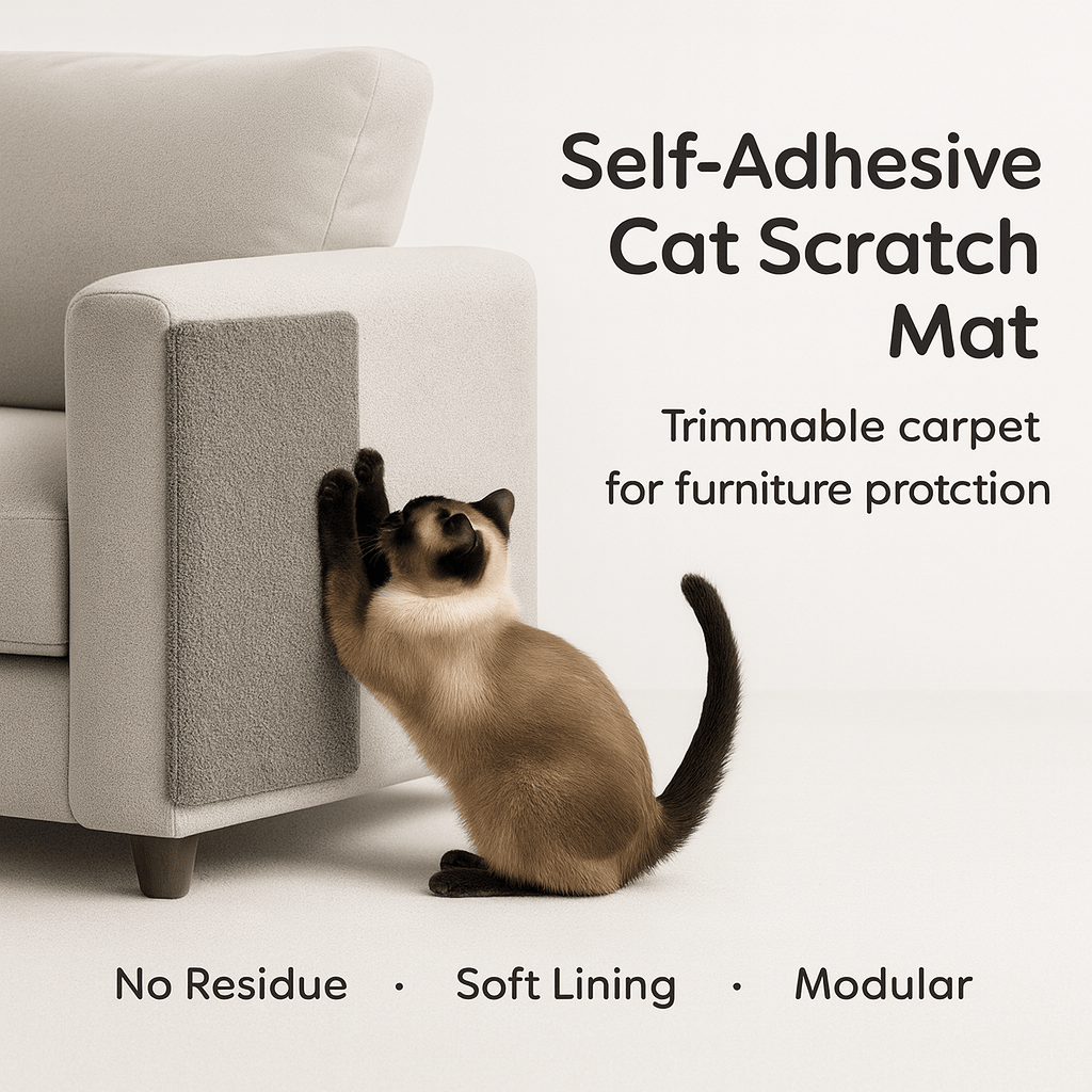 Self - Adhesive Cat Scratch Mat: Trimmable Carpet for Furniture Protection - PAWSTHENTICS