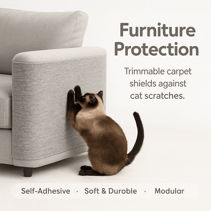 Self - Adhesive Cat Scratch Mat: Trimmable Carpet for Furniture Protection - PAWSTHENTICS