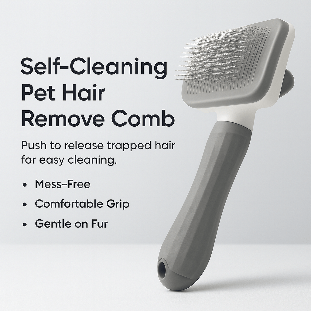 Self - cleaning Pet Hair Remove Comb Cat Slicker Brush - PAWSTHENTICS