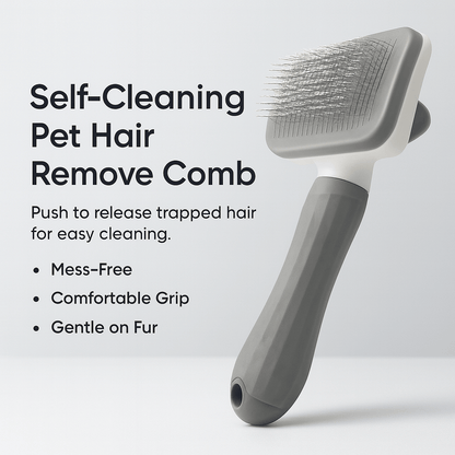 Self - cleaning Pet Hair Remove Comb Cat Slicker Brush - PAWSTHENTICS