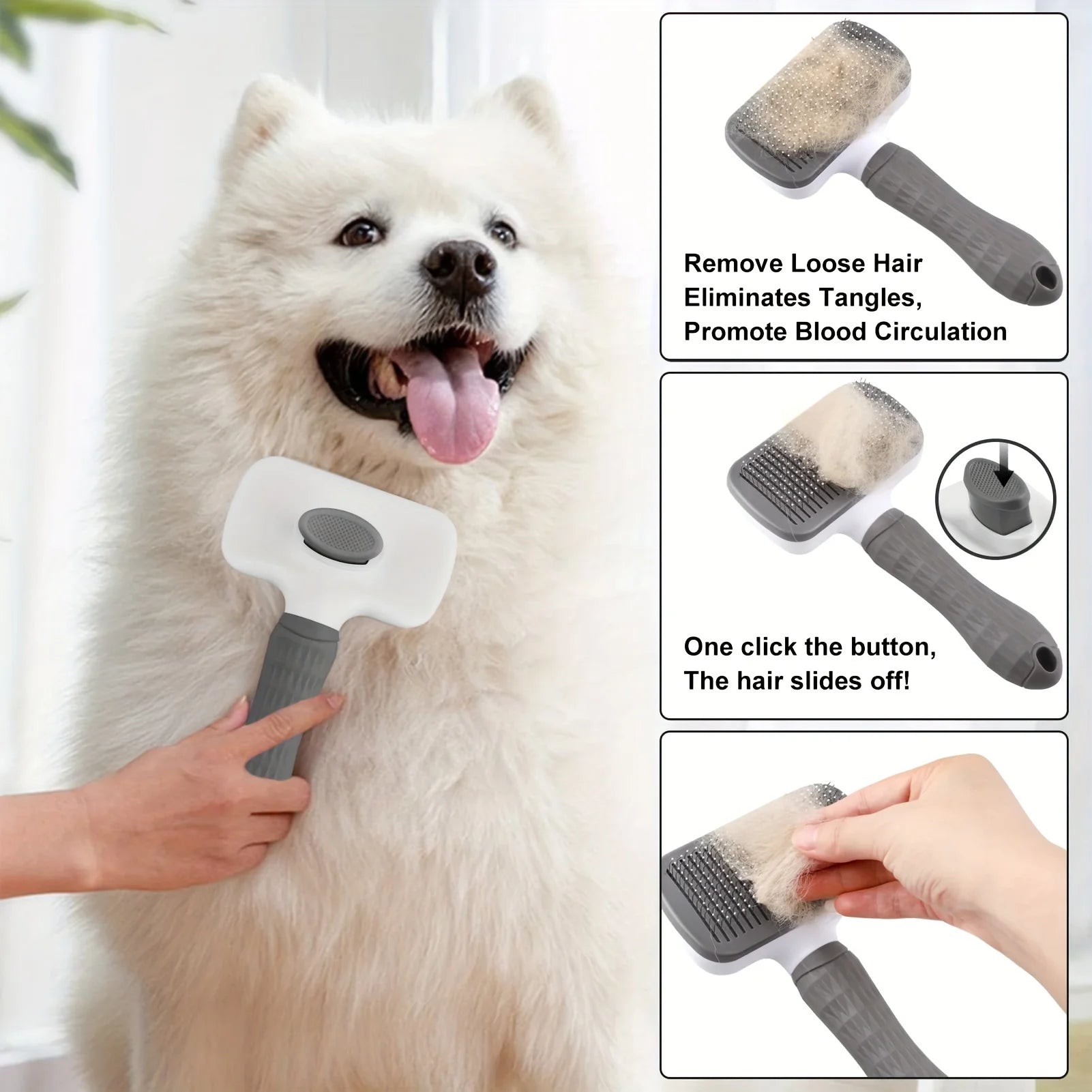 Self - cleaning Pet Hair Remove Comb Cat Slicker Brush Pet Hair Removal Comb For Dogs Cats Grooming Tools Combs Dogs Accessories - PAWSTHENTICS
