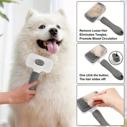 Self - cleaning Pet Hair Remove Comb Cat Slicker Brush Pet Hair Removal Comb For Dogs Cats Grooming Tools Combs Dogs Accessories - PAWSTHENTICS