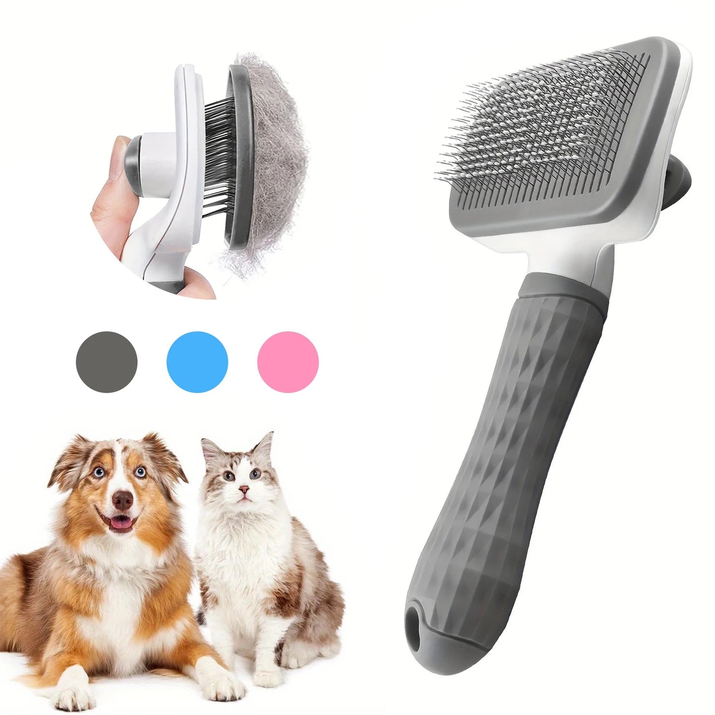 Self - cleaning Pet Hair Remove Comb Cat Slicker Brush Pet Hair Removal Comb For Dogs Cats Grooming Tools Combs Dogs Accessories - PAWSTHENTICS