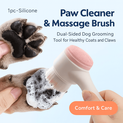 Silicone Pet Paw Cleaner & Massage Brush - Dual - Sided Dog Grooming Tool - PAWSTHENTICS