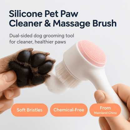 Silicone Pet Paw Cleaner & Massage Brush - Dual - Sided Dog Grooming Tool - PAWSTHENTICS
