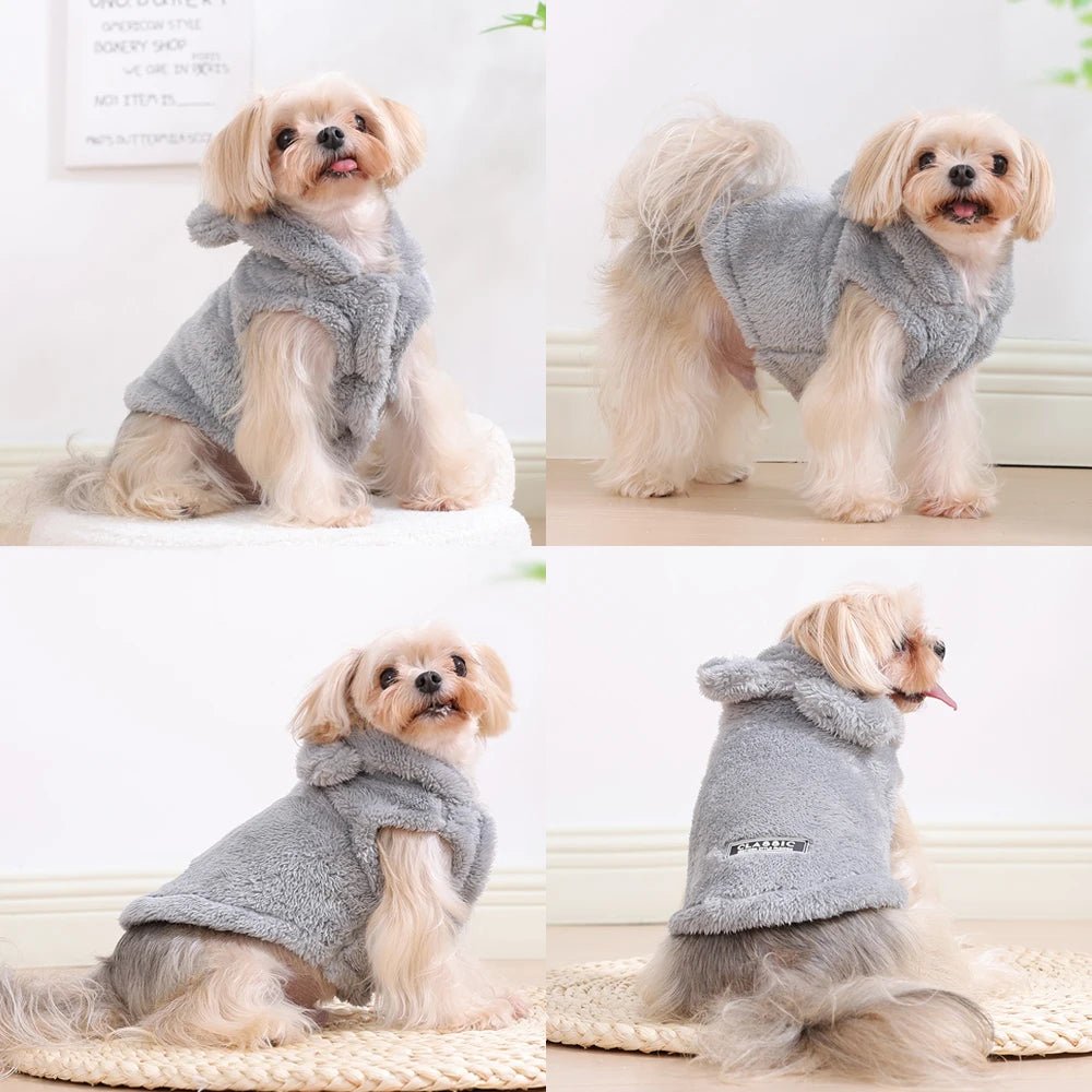 Soft Fleece Pet Dog Clothes Cute Hoodie Coat For Small Medium Dogs Cats Autumn Winter Puppy Hooded Jacket Sweater Pug Apparel - PAWSTHENTICS