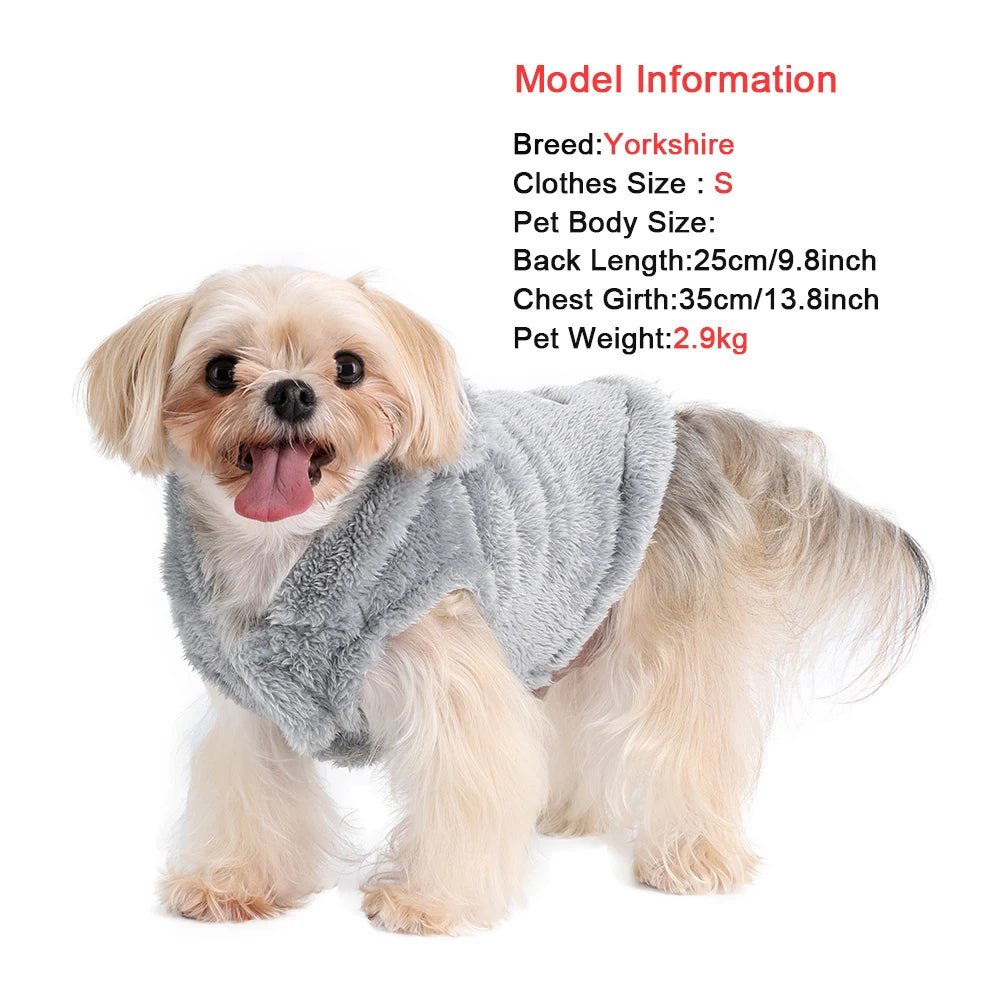 Soft Fleece Pet Dog Clothes Cute Hoodie Coat For Small Medium Dogs Cats Autumn Winter Puppy Hooded Jacket Sweater Pug Apparel - PAWSTHENTICS