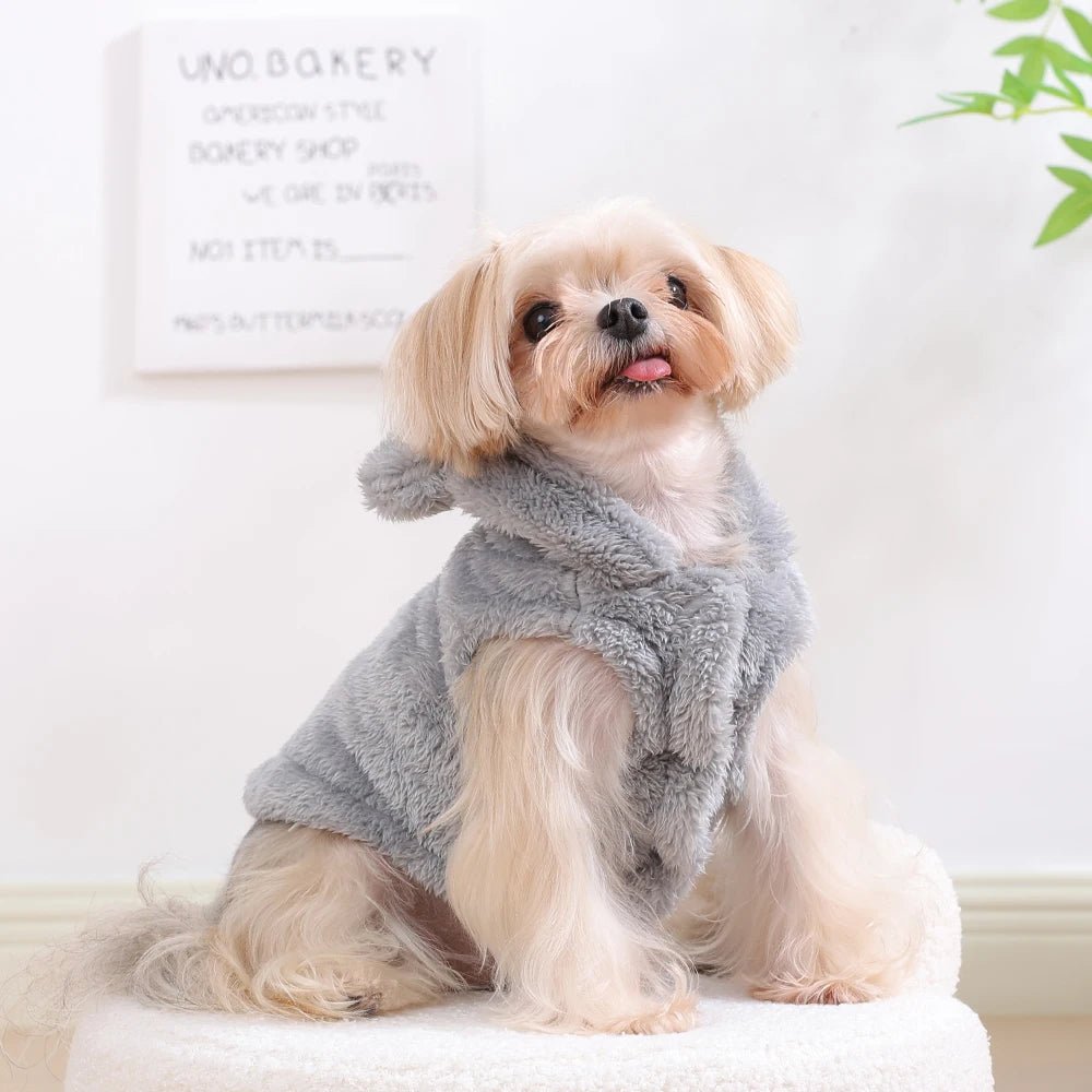 Soft Fleece Pet Dog Clothes Cute Hoodie Coat For Small Medium Dogs Cats Autumn Winter Puppy Hooded Jacket Sweater Pug Apparel - PAWSTHENTICS