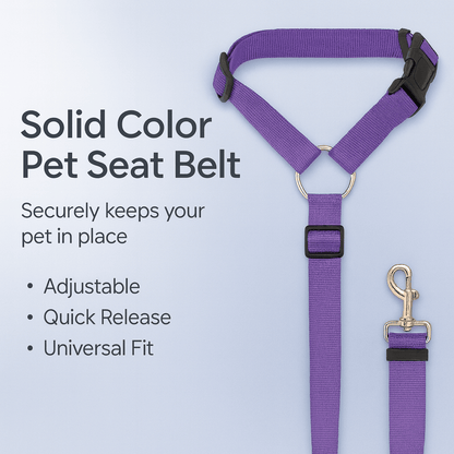Solid Color Two - in - one Pet Car Seat Belt Nylon Lead Leash Backseat Safety Belt Adjustable Dogs Harness Collar - PAWSTHENTICS