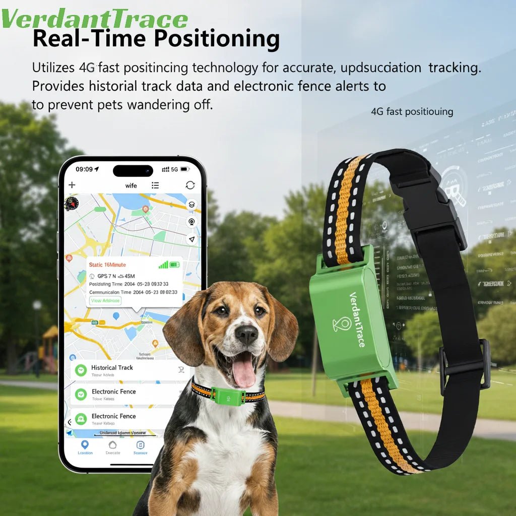 Verdant Trace pet tracker for android phone IOS 4G GPS - PAWSTHENTICS
