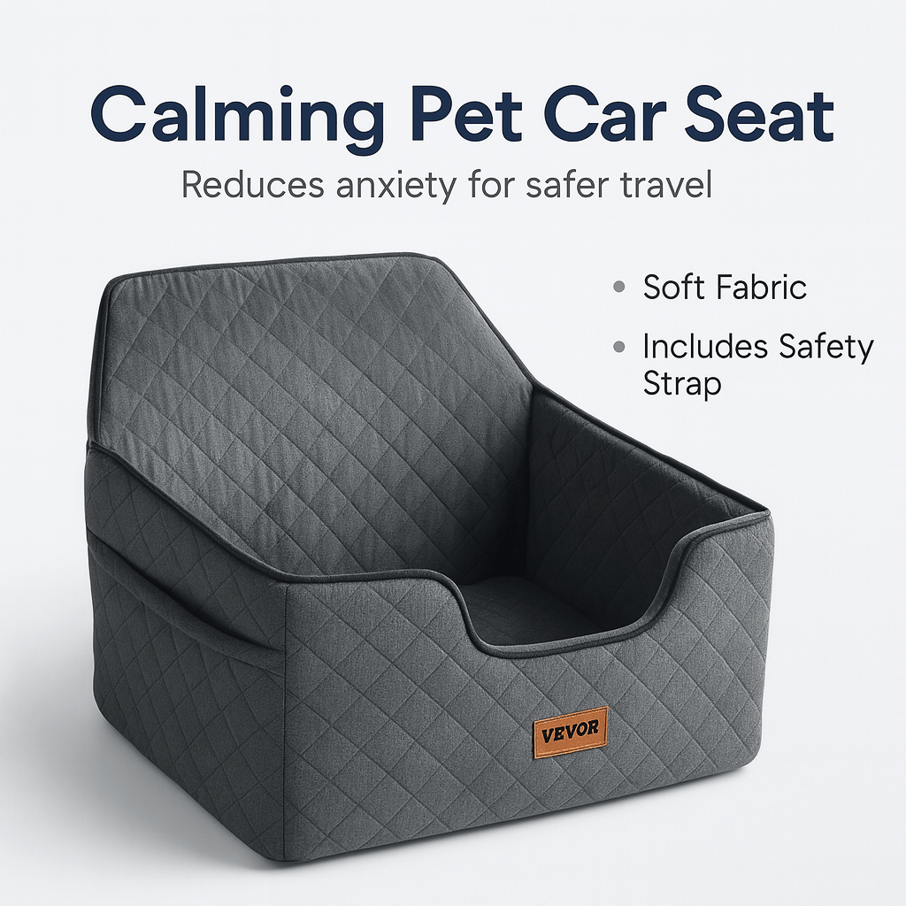 VEVOR Dog Booster Car Seat Pet Car Seat for Medium Large Dog up to 55 Lbs Gray - PAWSTHENTICS