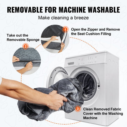 VEVOR Dog Booster Car Seat Pet Car Seat for Medium Large Dog up to 55 Lbs Gray - PAWSTHENTICS