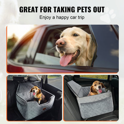 VEVOR Dog Booster Car Seat Pet Car Seat for Medium Large Dog up to 55 Lbs Gray - PAWSTHENTICS