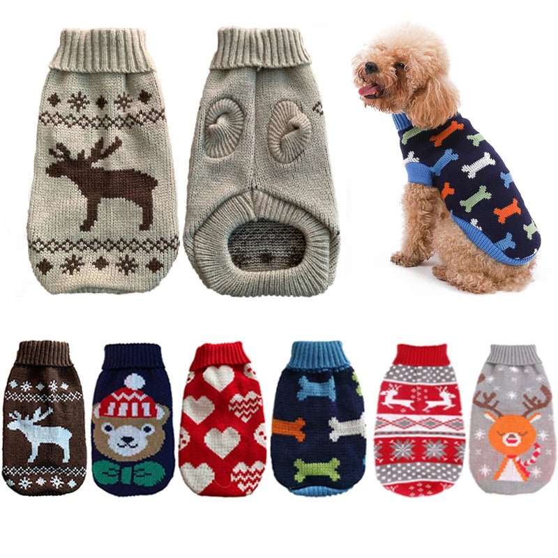 Warm Pet Dog Sweater Winter Dog Clothes for Small Medium Dogs Knitted Puppy Cat Coat Chihuahua French Bulldogs Yorkie Customes - PAWSTHENTICS